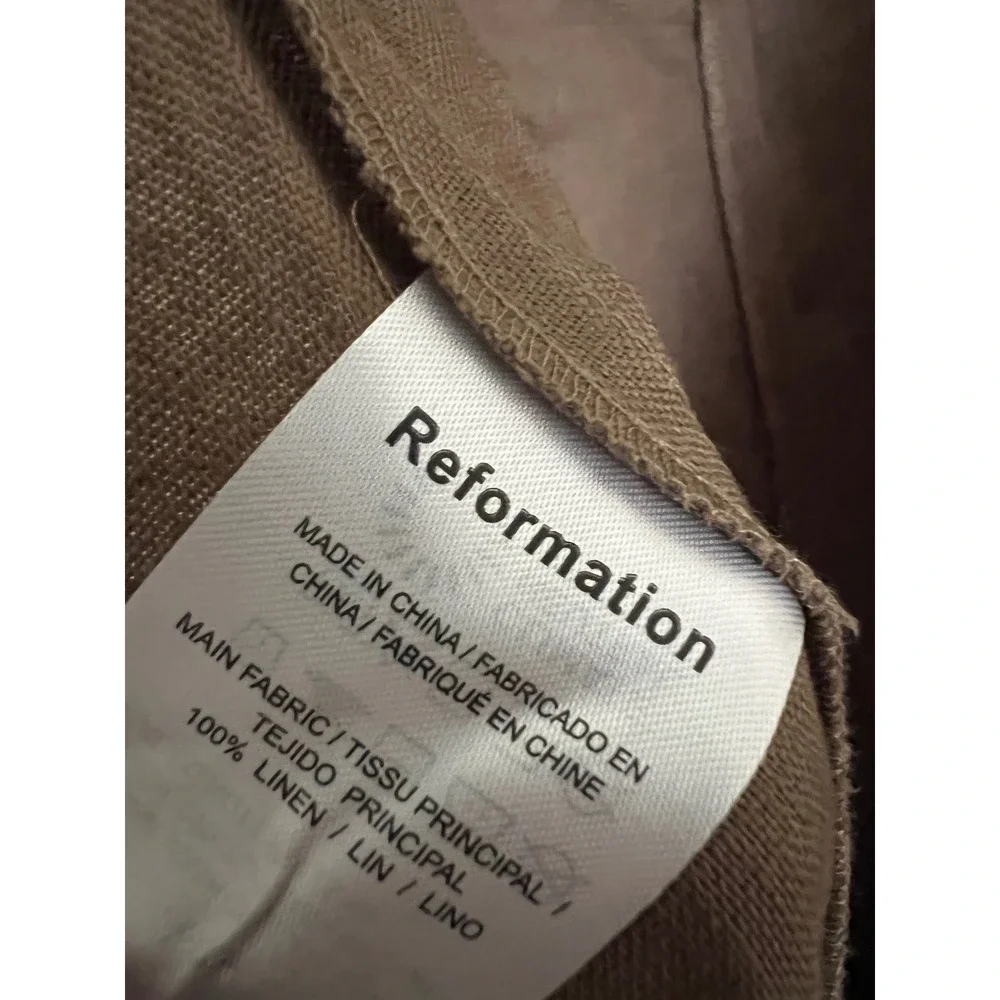NEW Reformation Autumn Linen Jumpsuit Size 4‎ Mushroom Brown Wide Leg One Piece